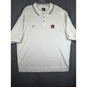 VTG Auburn Tigers Nike Team Waffle Knit Polo Shirt White Mens XL NCAA Football